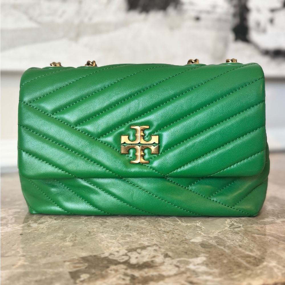 Tory Burch Small Kira Shoulder Bag – Green Leather
